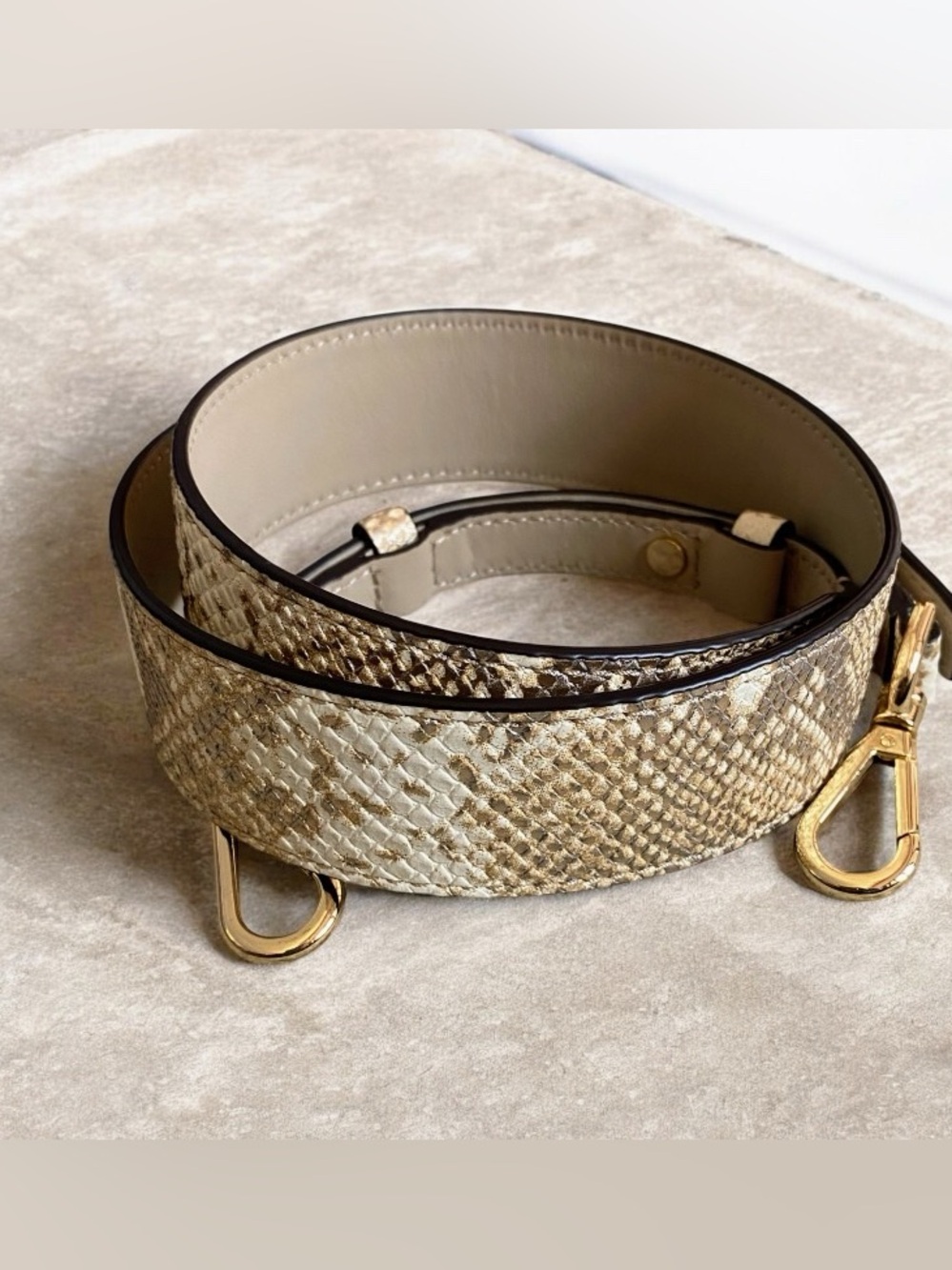 Michael Kors snakeskin print leather handbag strap